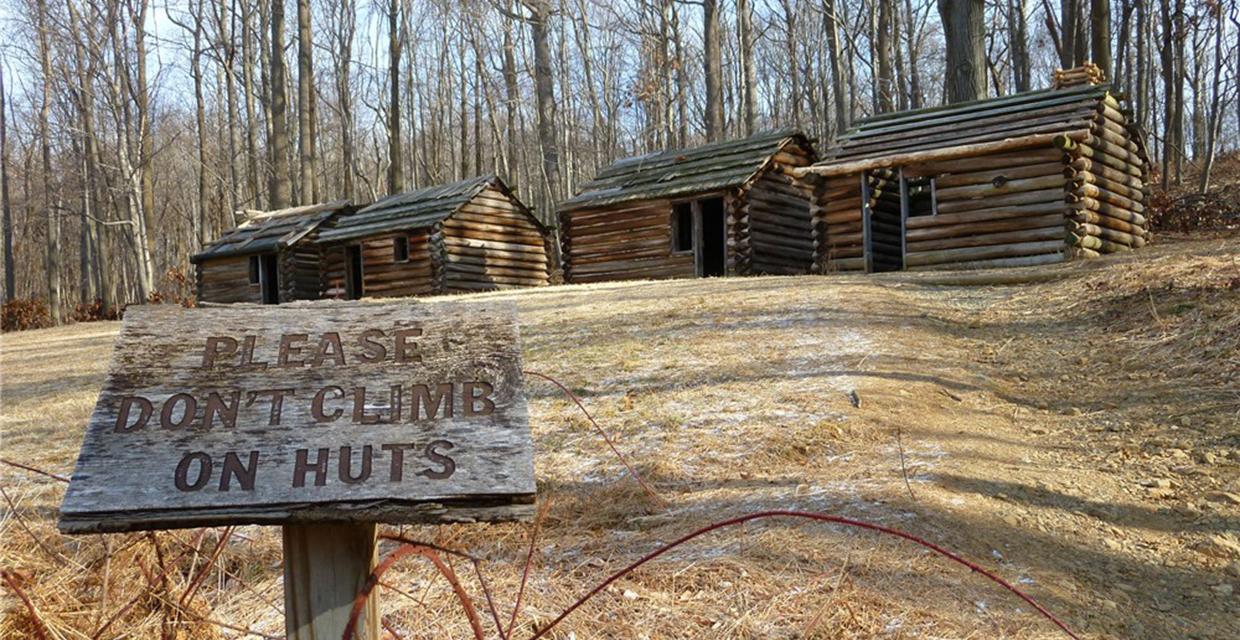 Reconstructed Revolutionary War soldier huts - Photo credit: Daniela Wagstaff