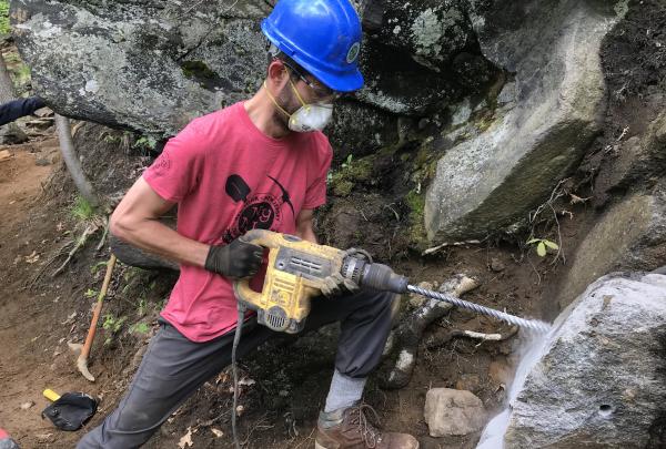2018 Taconic Trail Crew works on Breakneck Ridge's Undercliff Trail. Photo by Joshua DelRio.