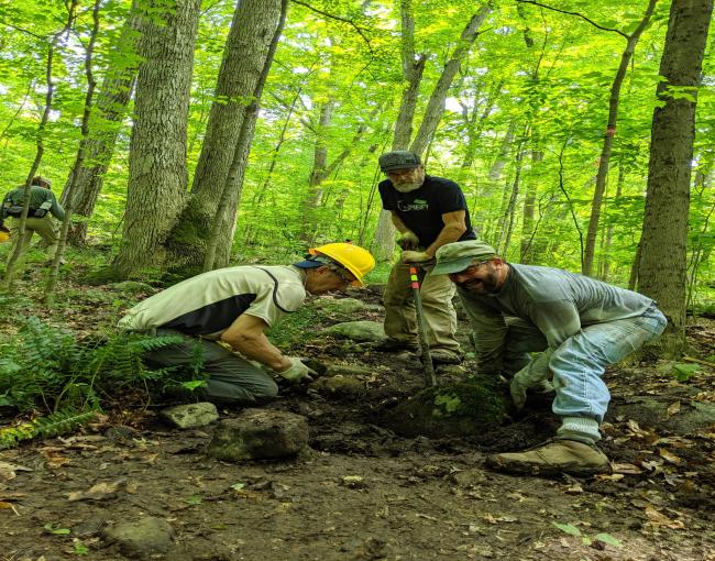 JORBA and Trail Conference volunteers working on the Crossover Trail in Ringwood State Park.